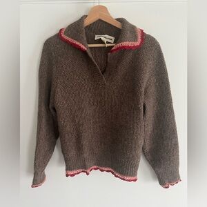 Caron Callahan Freya Sweater with Red Trim